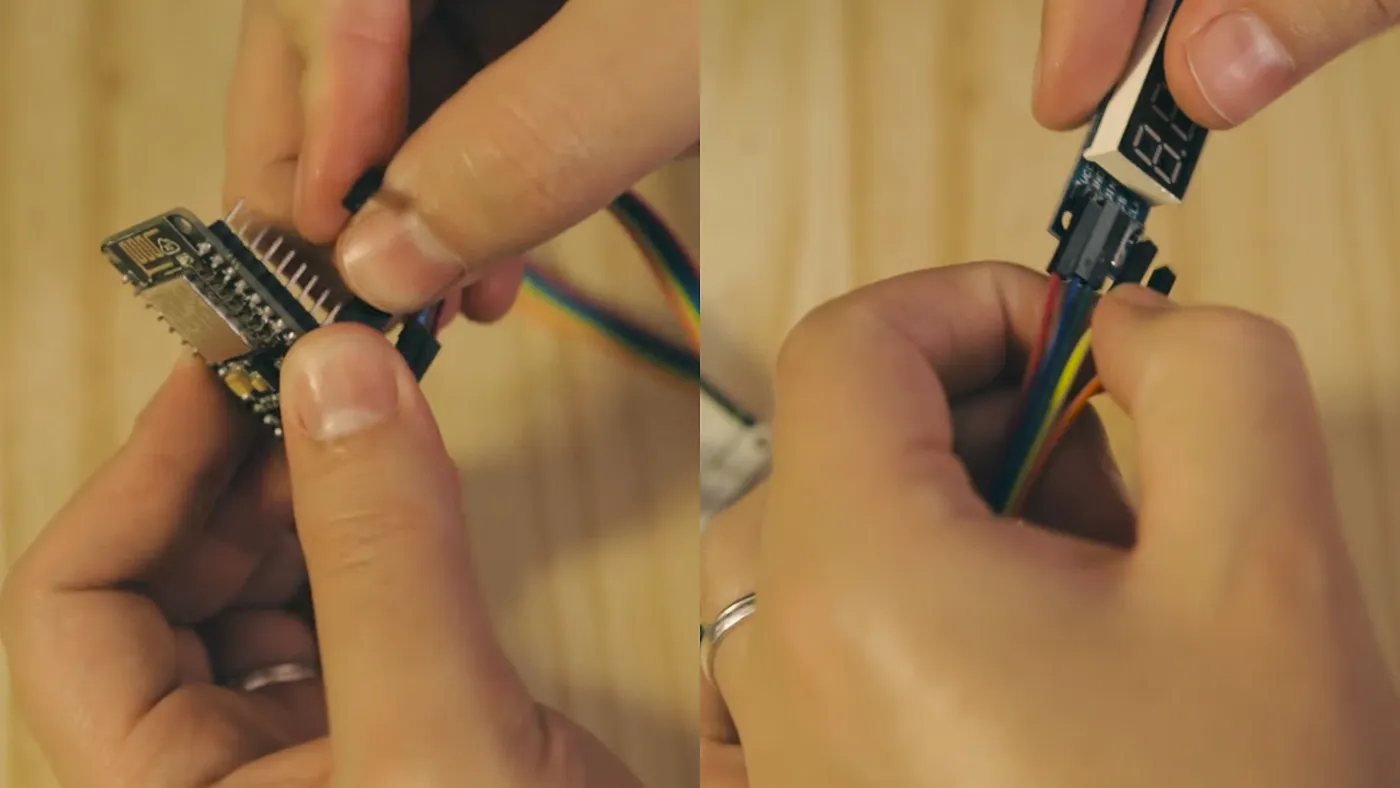 Foto do display LCD LED de 7 segmentos conectado ao Node MCU